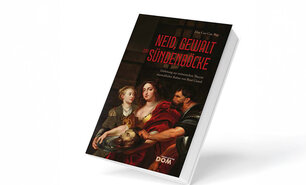 Buch „Neid, Gewalt und Sündenböcke“ mit historischem Gemälde auf dem Cover