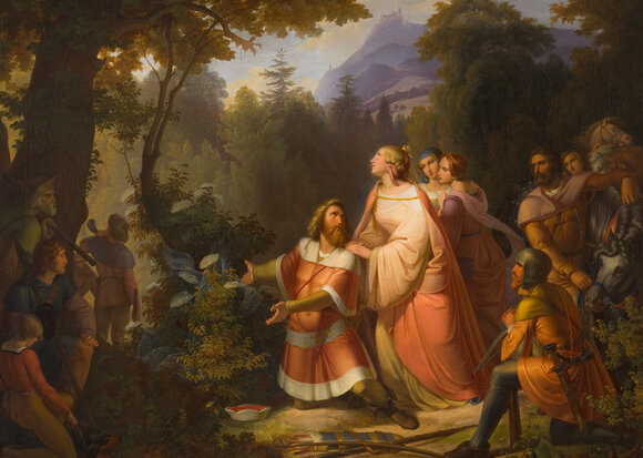 Leopold III findet den Schleier der Agnes am Holunderstrauch