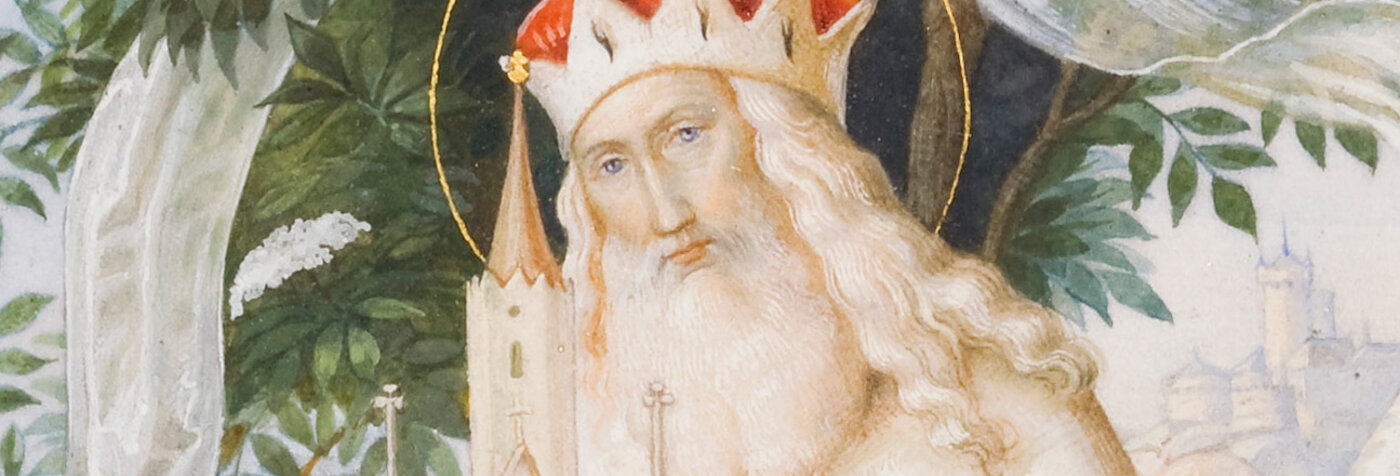 Leopold III mit dem Stift Klosterneuburg in seinen Händen