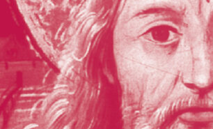 Rot gefärbte Darstellung des heiligen Leopolds.