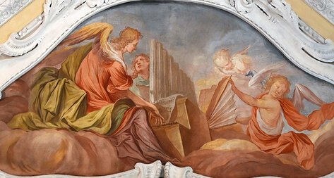 Deckenfresko in der Stiftskirche Klosterneuburg mit musizierenden Engeln