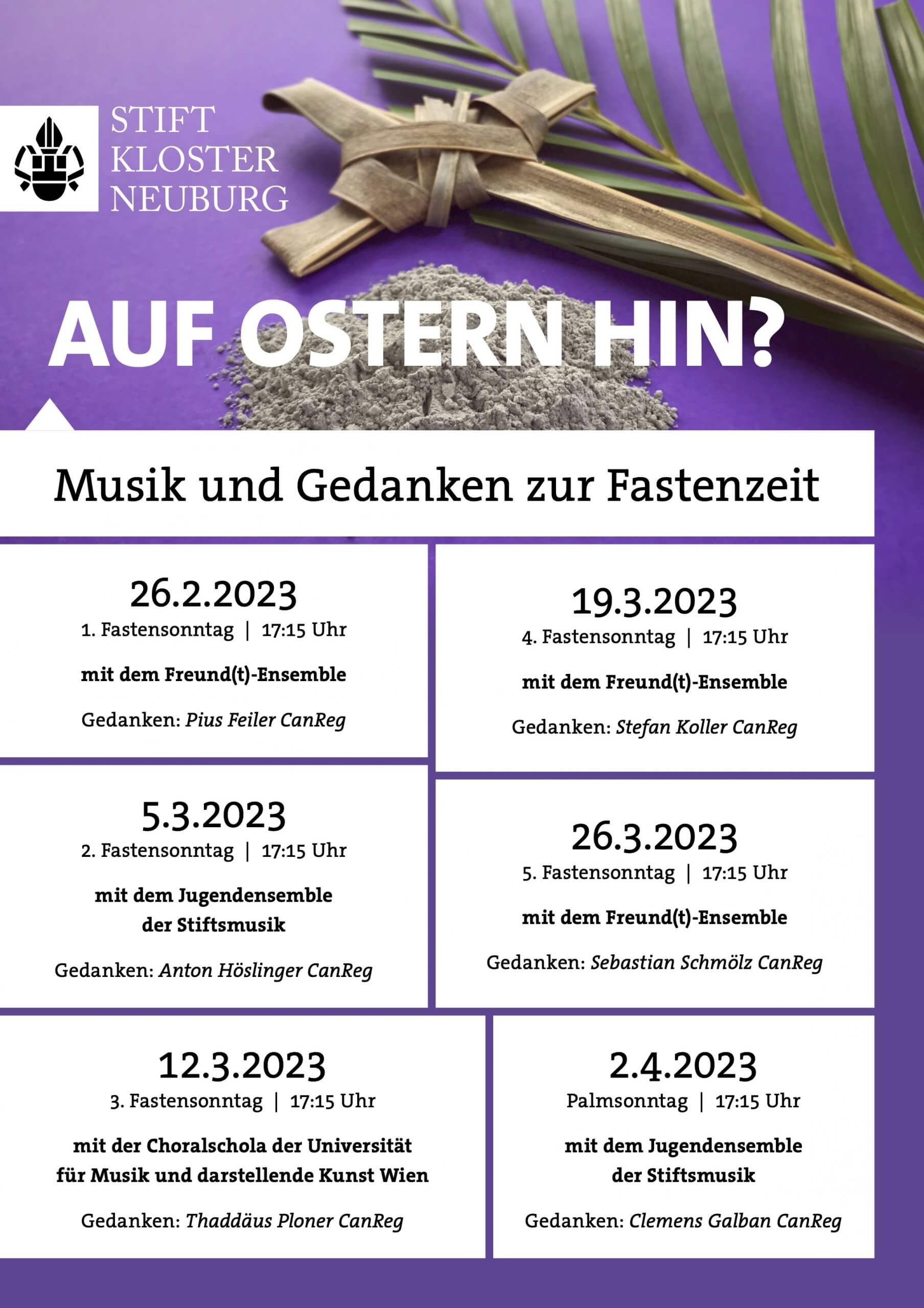 Plakat Informationen zu den Vespern an den Fastensonntagen in der Osterzeit